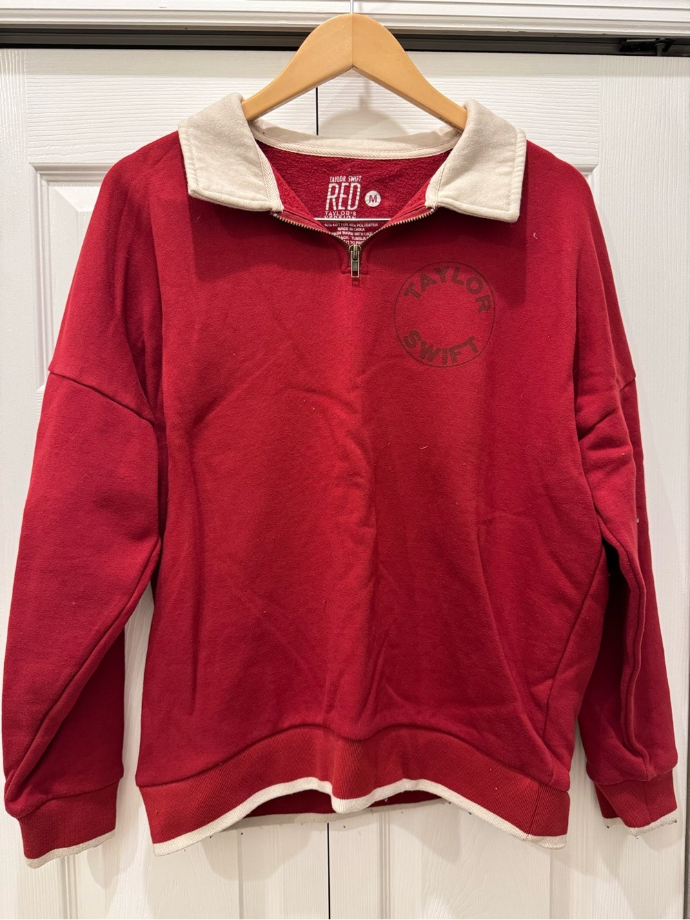 Taylor Swift Red Pullover with Cream Trim Quarter-Zip